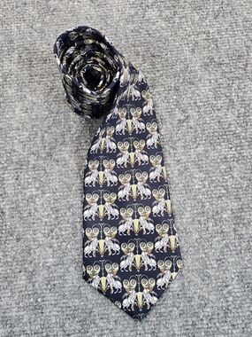 Mercedes High Fashion Mens Silk Tie Navy Gold Lion Novelty Pattern 3.75"